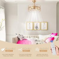 JYLIGHTING Araña de Cristal Ventilador de Techo con Luz y Control Remoto Flor Ventilador de Techo para Comedor Sala de Estar Cama