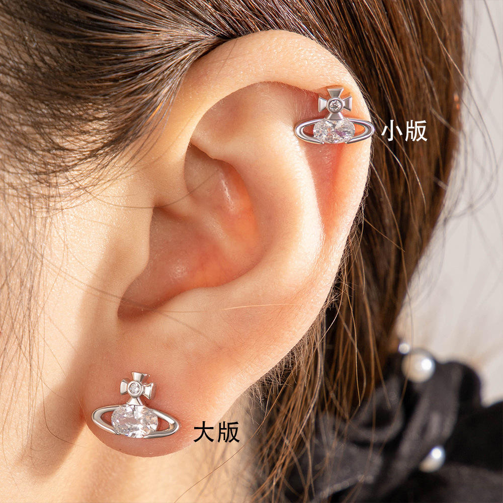 Saturn Ear Nail Zircon Planet Advanced Feeling Minor Earrings