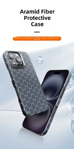 Étui de téléphone de luxe pour <span class=keywords><strong>iPhone</strong></span> 16 15 <span class=keywords><strong>14</strong></span> 13 <span class=keywords><strong>Pro</strong></span> <span class=keywords><strong>Max</strong></span>, fabriqué en fibre d'aramide de qualité supérieure, résistant aux rayures, motif nid d'abeille - Product Image 5