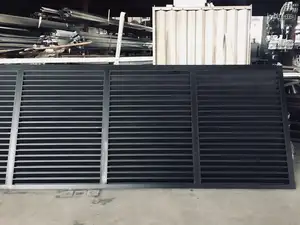 Hot Koop Aluminium Slat Hek Systeem Moderne Aluminium Luver Gate Ontwerp Intrekbare Sliding Louvre Gate Fencing