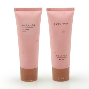 Tube en plastique rose vide de 100g personnalisé en gros avec bouchon à clapet pour sérigraphie, emballage cosmétique pour crème pour les mains - Product Image 1