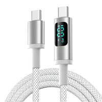 Kabel Pengisian Cepat 100w Grosir 1m Kabel Data Tipe c ke Tipe c Berbahan Nilon Kepang Kabel USB untuk Ponsel dengan Layar LED