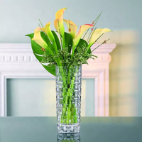 Vase en verre moderne écologique de haute qualité en cristal clair grand Vase à fleurs réversible glaçure transparente Unique nouveau Vase de sol