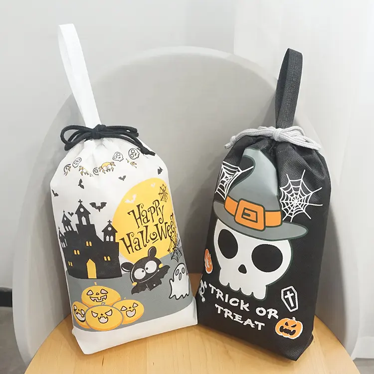 Halloween Handle Non Woven Material Adorable Gost Imitations Kids Love Candy Packaging Bag