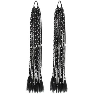 Perruque Dreadlocks longues tressées, queue de cheval, cheveux réalistes à dix brins avec fil argenté, style ancien pour femmes - Product Image 5