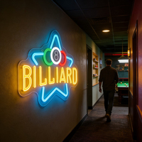 Enseigne néon LED « BILLIARD » pour propriétaires de salles de billard et de bars, design étoile, USB, intensité réglable, pour la décoration de salles de billard et de bars