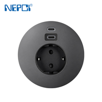 Prise de courant de bureau encastrée de haute qualité 65W PD3.0 Type C 16A 250V avec prise inférieure pour postes de travail