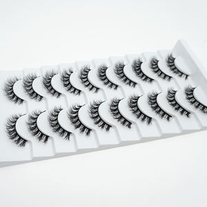Full Volume 3D 5D Deep Wave False Eyelashes Real Full <b>Strip</b> Lashes <b>Plastic</b> Cotton Band 1 Tray Wholesale Natural Eyelashes - Product Image 1
