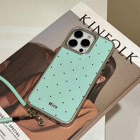 Nouvelle coque de téléphone portable noire à pois pour iPhone 17 Pro Max 15 12, coque antichoc avec bord argenté et protection arrière anti-chute