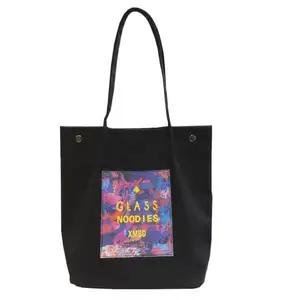 Hot Koop Custom Gedrukt Mode Mooie Bloemen Canvas Beach Bag Handtas Wit Plunjezak