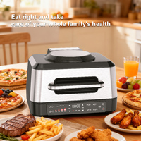 Friteuse à air électrique multifonctionnelle carrée en acier inoxydable 8L, surface antiadhésive, fonctions de rôtissage, de cuisson et de cuisson au four pour un usage domestique