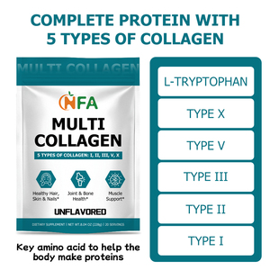 Poudre de multicollagène OEM ODM, mélange bioactif de protéines, de niacine et de sodium pour la santé des cheveux, de la peau, des ongles, des articulations, des os et du système immunitaire des adultes - Product Image 4