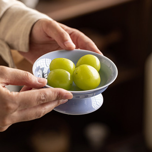 Chinese Minimalist Ceramic Stemmed <b>Tray</b> <b>Small</b> Dish For Fruit Dessert Snack Elegant Design Dehua Origin - Product Image 1