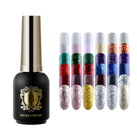 Vernis à ongles UV Gel Badaga 48 couleurs avec paillettes et feuille métallique pour salon de beauté, longue tenue, vente en gros
