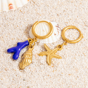 Hebillas de Acero Inoxidable para Bikini, Diseño de Corazón y Concha, Accesorios de Joyería DIY para Mujer, Estilo Resort Oceánico, Oro 18K y Titanio - Product Image 4