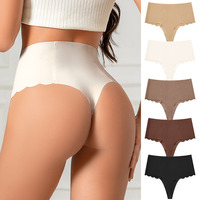 Tanga de Cintura Alta sin Costuras con Control de Abdomen, Compresión Invisible, Ropa Interior Moldeadora, Suave y Transpirable para Mujer
