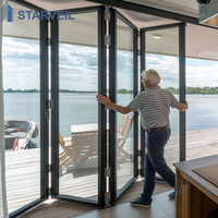 Porte coulissante de cour de style côtier en aluminium avec double vitrage trempé, résistante aux intempéries, design extérieur, étanche, cadre à joint d'étanchéité