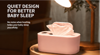 Chauffe-lingettes pour bébé portable en polyester, antibactérien, avec contrôle précis de la température (40-60°C), alimentation USB et éclairage LED changeant de couleur, haute qualité