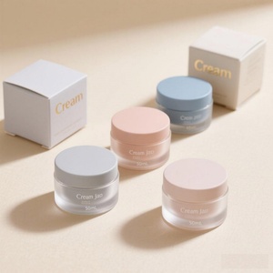 Contenants d'emballage cosmétique vides, ronds, 5G 10G 15G 20G 30G 50G 60G 100G, pots en verre transparent givré pour crème cosmétique avec couvercles - Product Image 4