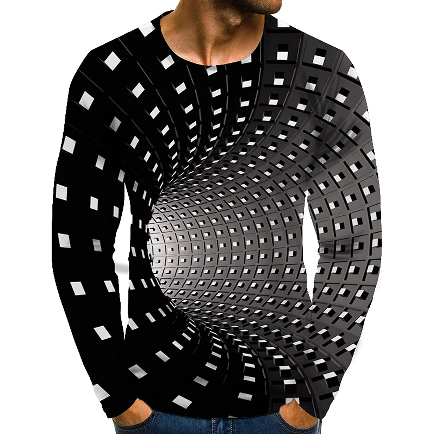 Fitspi Wholesale 3d Print Shirts Unisex Graphic Shirts Fashion Plus Size Crewneck T-shirt Long Sleeve Streetwear For Mens