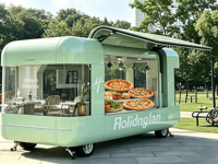 Camion de vente de glaces artisanales sur mesure avec congélateur de présentation et armoire de service pour la vente ambulante sur les plages et dans les zones touristiques