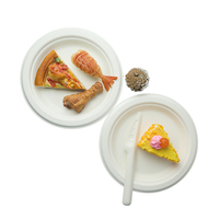 Assiettes jetables compostables et biodégradables en bagasse de canne à sucre, 7 pouces, durables, sans fluor, vaisselle écologique pour les voyages