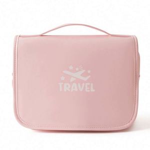 Sac de rangement pour maquillage imperméable en PU de grande capacité, sac de toilette pliable à suspendre pour les voyages, organiseur de cosmétiques - Product Image 1