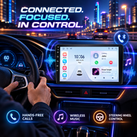 Autoradio MP5 10 pouces avec support tableau de bord, Carplay sans fil, commandes au volant, réglages sonores EQ, pour Hatchback et Break, 1024x600, Garantie 1 an