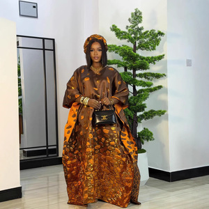 Vestido caftán africano tradicional para fiesta Elegante vestido Boubou africano con diadema - Product Image 4
