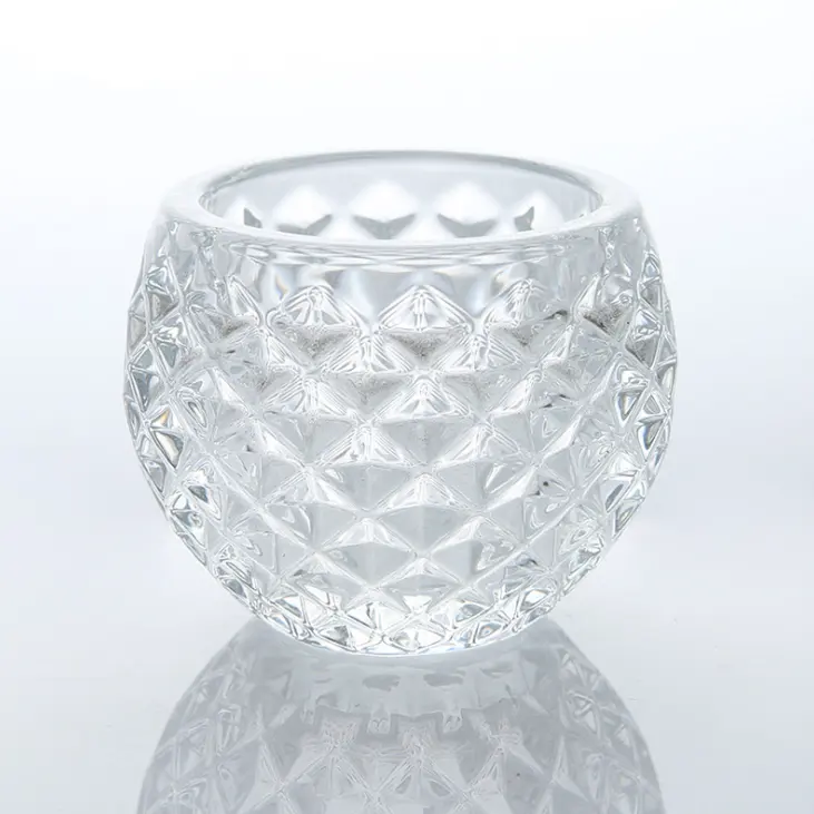 wholesale modern transparent glass candle jar crystal candle holder glass cup