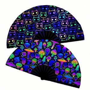 Grand éventail pliant de 33 cm pour la danse chinoise et japonaise, festival de musique, avec dégradé réfléchissant, en bambou, pour cadeau d'Halloween - Product Image 1