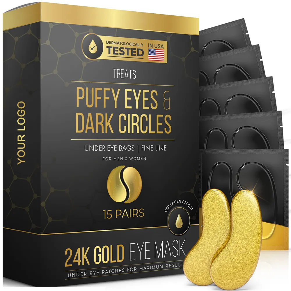 Fabrikant Private Label Under Eye Patches 24K Gold Eye Treatment Gel Pads Oogmasker Voor Donkere Kringen