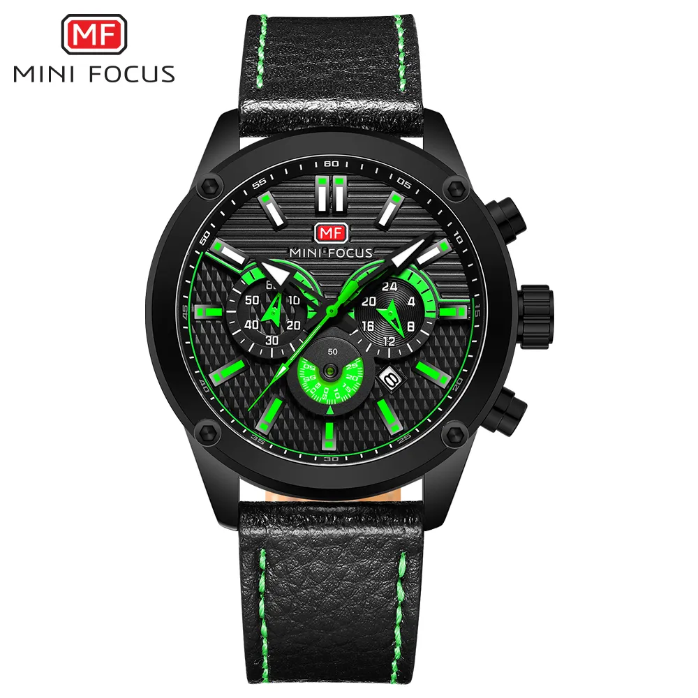 MINI FOCUS-reloj de cuarzo 0288 para hombre, pulsera de cuero original, resistente al agua, para viajes al aire libre, envío directo