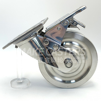 4 "5" 6 "8" Inch Total Acier Inoxydable Toutes les roulettes SUS 304 Roues pivotantes Frein résistant à la corrosion Chariot robuste Personnaliser 316