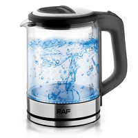 Bouilloire électrique en verre borosilicaté transparent de haute qualité RAF 1350W 1.8L bouilloire sans fil bouilloire chaudière à eau avec lumière LED
