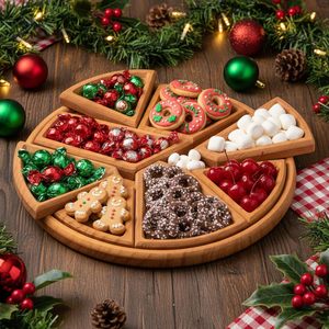 Mu Yi Wooden Compartmentalized <b>Tray</b> Multifunctional Serving Platter For <b>Snacks</b> And Cheese Outdoor Picnic Use - Product Image 2