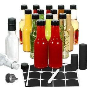 Botellas Woozy de salsa picante vacías de 5 onzas, juegos completos de  botellas de vidrio transparente de grado comercial de alta calidad con  cápsula