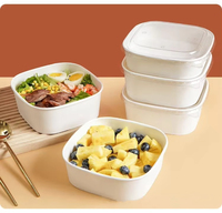 Boîte à lunch universelle en papier kraft blanc carré, dégradable, recyclable, utilisable au micro-ondes, pour la Chine, pour les fruits, les salades, la restauration rapide