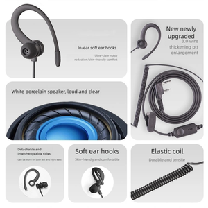 Auricular de Alta Calidad <span class=keywords><strong>Baofeng</strong></span> BF-998 Tipo K de 2 Pines para <span class=keywords><strong>Walkie</strong></span> <span class=keywords><strong>Talkie</strong></span>, Cable en Espiral Migu, 136-520MHz, 1.2m, Directo de Fábrica - Product Image 3
