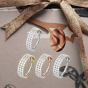 Xinfocus 다이스 귀걸이 연골 소라 나선 귀걸이 후프 클리어 CZ 힌지 세그먼트 <span class=keywords><strong>316L</strong></span> 외과 용 스틸 바디 피어싱 쥬얼리 - Product Image 5