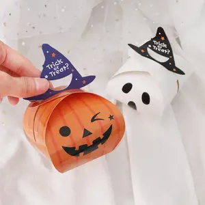 Günstige Halloween Decor Behandeln Kürbis Geister Kuchen Boxen Geschenk Tasche