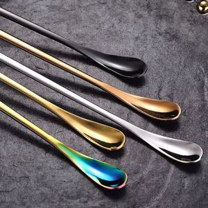 Cuillère longue moderne en acier inoxydable 304 plaqué or avec miroir, idéale pour le café, les desserts, le miel, le thé, les dîners, les cadeaux et les fêtes - Product Image 3