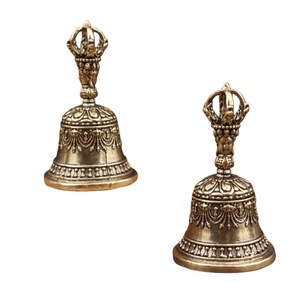 Cloche tibétaine en laiton, cloche Vajra, cloche du Sutra du Cœur, décoration d'intérieur, collection de sculptures en relief - Product Image 5
