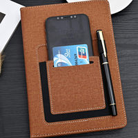 Personnalisez votre propre logo, papeterie de bureau, carnet A5 de qualité supérieure, texture en lin, journal en cuir PU avec boucle pour stylo et poche