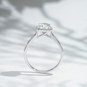 Starsgem 1.1ct 6.6mm rond taille brillant diamant de laboratoire 18K or blanc Halo classique D couleur bague de fiançailles - Product Image 4