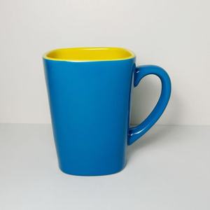 Custom <b>Ceramic</b> Mug Blue Yellow Interior With Handle Business Gifts Single <b>Cup</b> Zibo Origin - Product Image 1