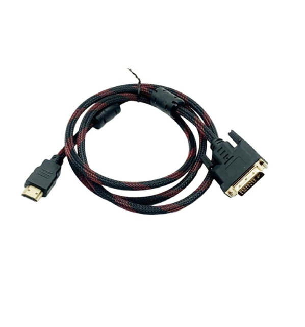 1.5M DVI-D 24+1 to HD Digital AV Cable Male to Male with Braided Jacket for PC Graphics Card to Television Monitor Display