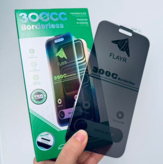 0.55MM 500C Large Arc Curved Edge Dust-proof Borderless High Aluminum Privacy Glass Screen Protector for Iphone 18 17 16 Pro Max