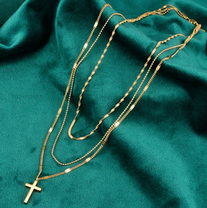 종교 기독교 믿음 예수 십자가 보석 스테인레스 스틸 도금 18K 골드 크로스 목걸이 여성 남성 - Product Image 2