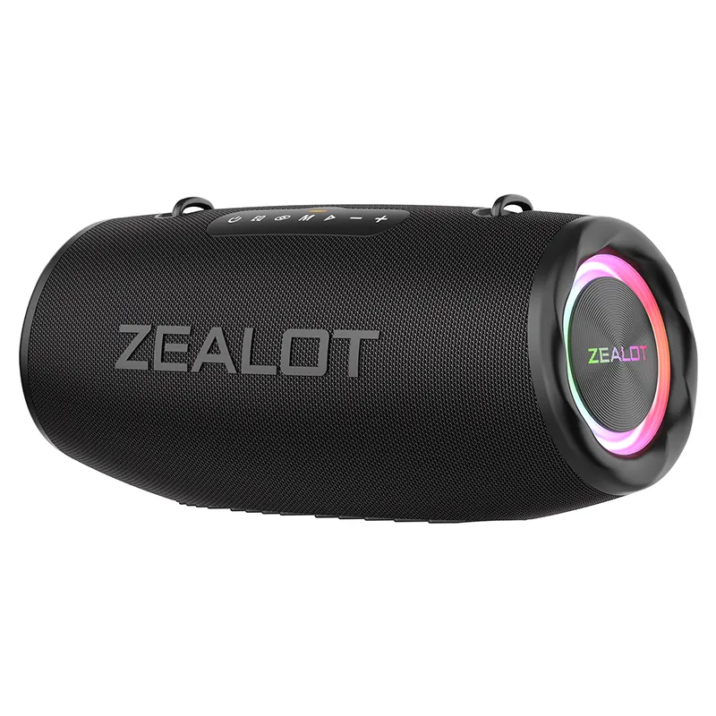 Alto-falante para festas ao ar livre Zealot S87 sem fio RGB LED luz alto-falante portátil Bluetooths Bt à prova d'água 80W alto-falante dente azul